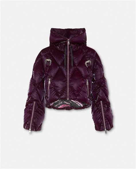 Baroque Buckle Puffer Jacket Purple 